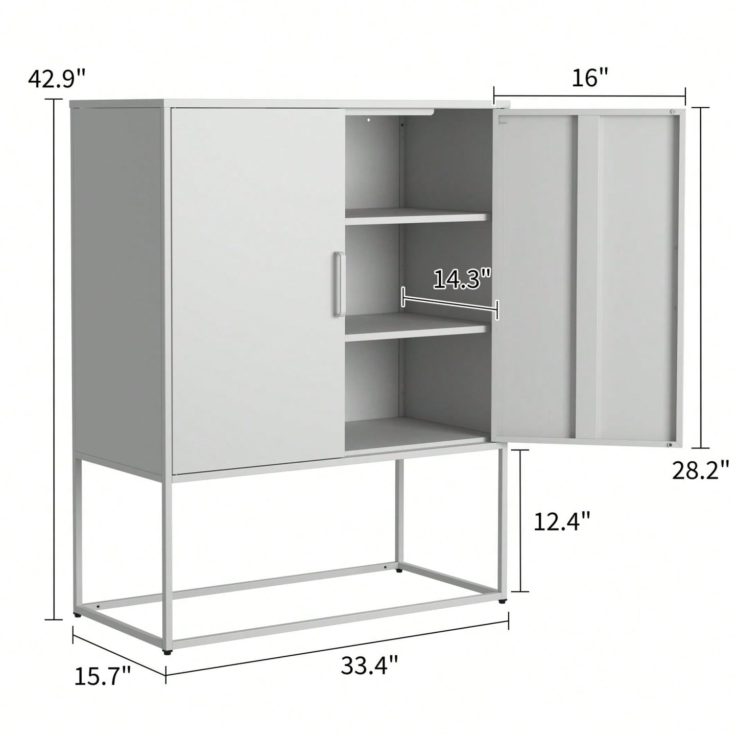 Heavy Duty Metal Storage Cabinet with Adjustable Shelves Magnetic Doors Anti-Tip Design for Home Office Kitchen Bedroom Easy Assembly