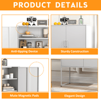 Heavy Duty Metal Storage Cabinet with Adjustable Shelves Magnetic Doors Anti-Tip Design for Home Office Kitchen Bedroom Easy Assembly