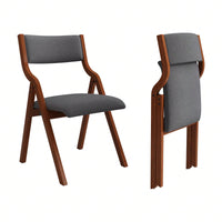Set Of 2 Upholstered Folding Dining Chairs, Space Saving, Easy To Carry, Dining Room, No Assembly Required
