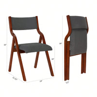 Set Of 2 Upholstered Folding Dining Chairs, Space Saving, Easy To Carry, Dining Room, No Assembly Required