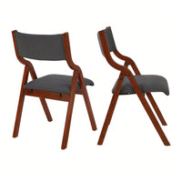 Set Of 2 Upholstered Folding Dining Chairs, Space Saving, Easy To Carry, Dining Room, No Assembly Required