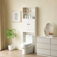 Farmhouse Style Over Toilet Storage Cabinet with Sliding Barn Doors and Open Shelf for Bathroom Essentials