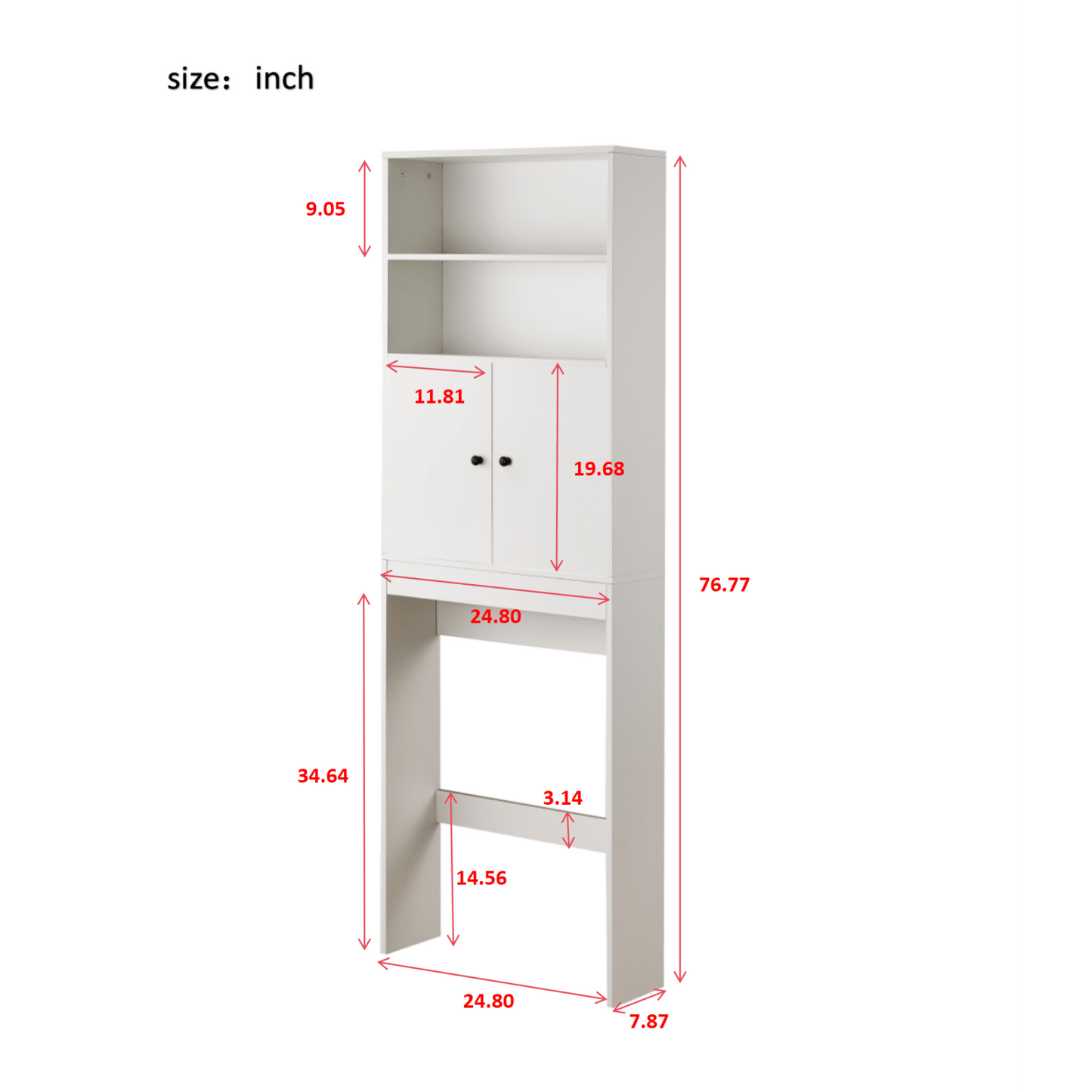 Farmhouse Style Over Toilet Storage Cabinet with Sliding Barn Doors and Open Shelf for Bathroom Essentials