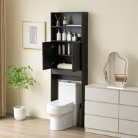 Farmhouse Style Over Toilet Storage Cabinet with Sliding Barn Doors and Open Shelf for Bathroom Essentials