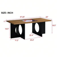 47 Inch Modern Coffee Table with Tempered Glass Top Durable MDF and Birch Veneer Easy Assembly for Living Room