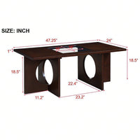 47 Inch Modern Coffee Table with Tempered Glass Top Durable MDF and Birch Veneer Easy Assembly for Living Room