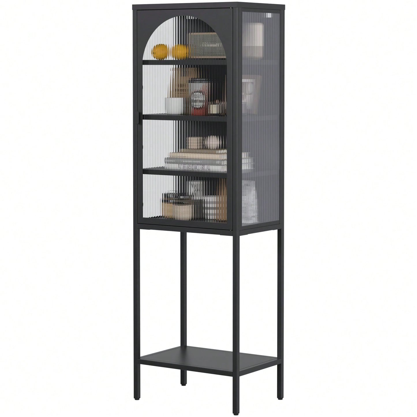 5-Tier Cube Bookshelf Storage Cabinet With 3 Adjustable Shelves For Kitchen, Dining Room, Living Room, Bathroom, Home Office