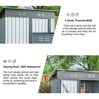 Compact 5x3ft Galvanized Metal Outdoor Storage Shed with Lockable Doors for Tools Bikes Trash Cans and More