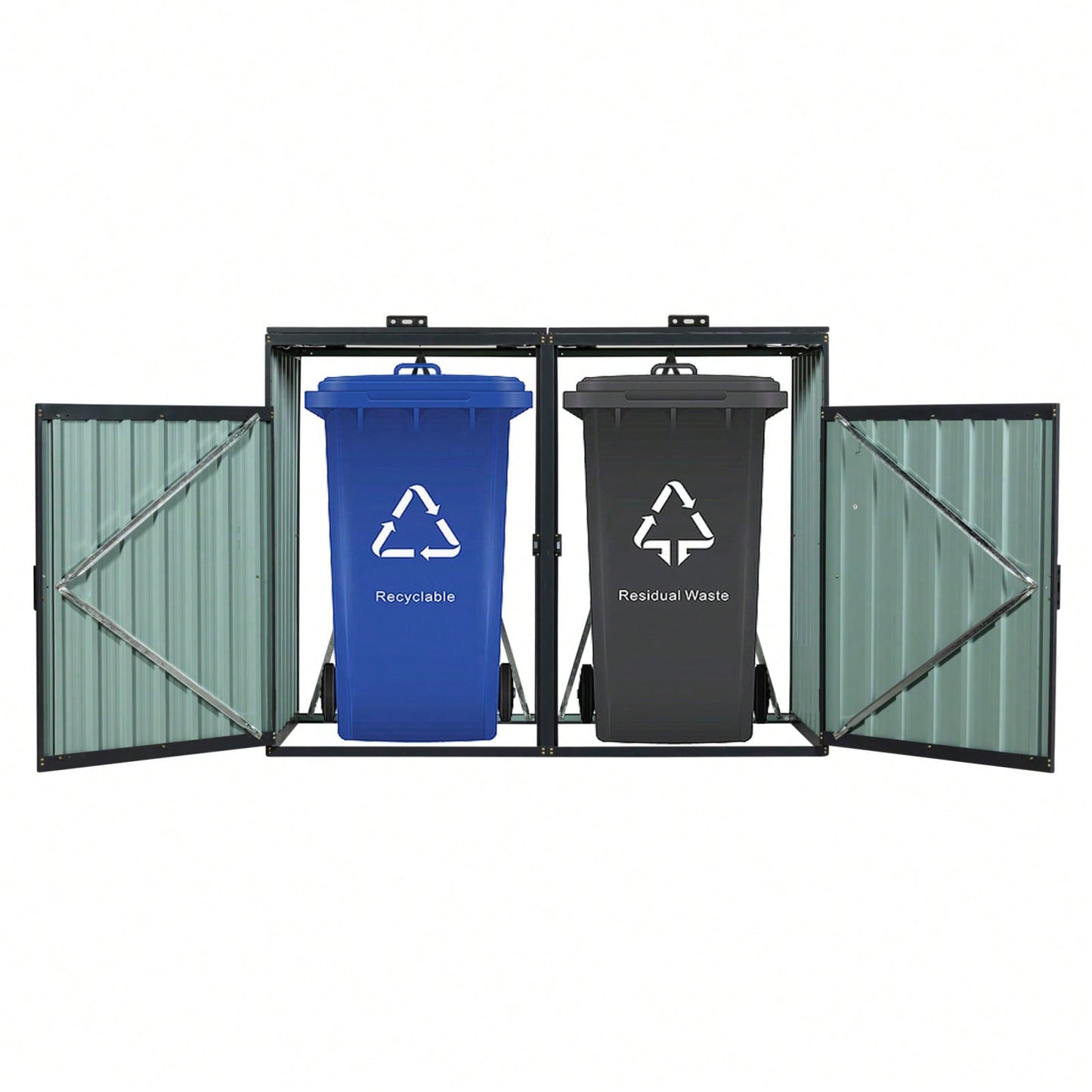 Metal Outdoor Bin Shed For Garbage Storage,Stainless Galvanized Steel, Bin Shed For Garden Yard Lawn