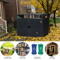 Metal Outdoor Bin Shed For Garbage Storage,Stainless Galvanized Steel, Bin Shed For Garden Yard Lawn