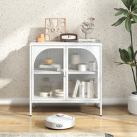 Modern Metal Sideboard Cabinet with Glass Doors Adjustable Shelves 154 Lbs Capacity for Kitchen Living Room and Hallway