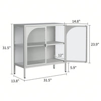Modern Metal Sideboard Cabinet with Glass Doors Adjustable Shelves 154 Lbs Capacity for Kitchen Living Room and Hallway