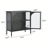 Modern Metal Sideboard Cabinet with Glass Doors Adjustable Shelves 154 Lbs Capacity for Kitchen Living Room and Hallway