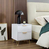 2-Piece Nightstand Set, End Side Table Double, Bedside Table With 2 Drawers, Dual Night Stand Metal Legs For Bedroom Living Room