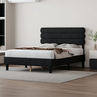 Queen Size Wooden Platform Bed Frame with Headboard Sturdy Slat Support Easy Assembly No Box Spring Required