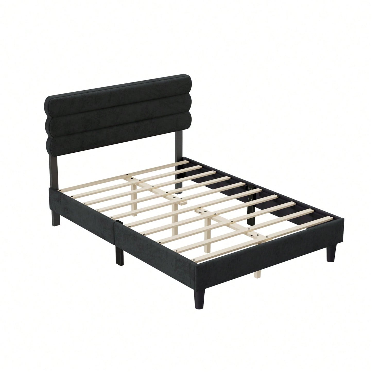 Queen Size Wooden Platform Bed Frame with Headboard Sturdy Slat Support Easy Assembly No Box Spring Required