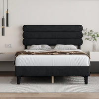 Queen Size Wooden Platform Bed Frame with Headboard Sturdy Slat Support Easy Assembly No Box Spring Required