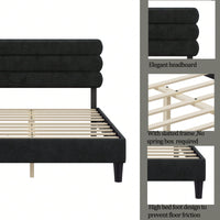 Queen Size Wooden Platform Bed Frame with Headboard Sturdy Slat Support Easy Assembly No Box Spring Required