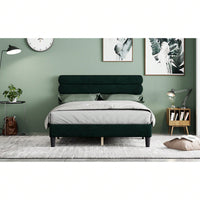 Queen Size Wooden Platform Bed Frame with Headboard Sturdy Slat Support Easy Assembly No Box Spring Required