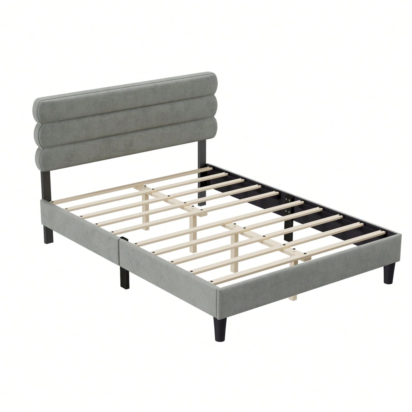 Queen Size Wooden Platform Bed Frame with Headboard Sturdy Slat Support Easy Assembly No Box Spring Required