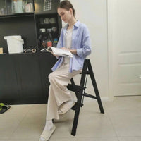 3-Step Aluminum Folding Ladder with Non-Skid Pedals 300 lb Capacity for Home Office and Kitchen Use