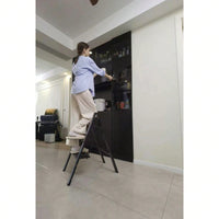 3-Step Aluminum Folding Ladder with Non-Skid Pedals 300 lb Capacity for Home Office and Kitchen Use
