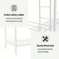 Twin Over Twin Bunk Bed With Ladder And High Guardrail | Splittable Metal Bunkbed Frame | Storage Space | Noise Free Design