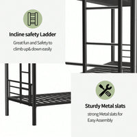 Twin Over Twin Bunk Bed With Ladder And High Guardrail | Splittable Metal Bunkbed Frame | Storage Space | Noise Free Design