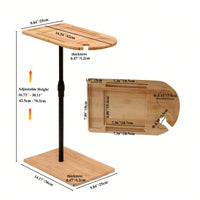 C-Shaped Side Table, Bamboo Height Adjustable Sofa Table With Slots For Bed & Chairs In Living Room & Bedroom