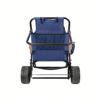 2 In 1 Foldable Beach Lounge Chair With Integrated Wagon Pull Cart Perfect For Backyard Pool Or Picnic