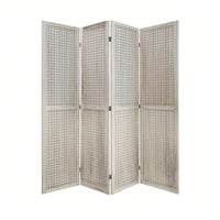 4 Panel Wooden Pegboard Room Divider 5.6ft Folding Privacy Screen Freestanding Display for Trade Shows and Home Organization