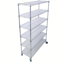 Heavy Duty 6-Tier 6000lbs Capacity NSF Metal Wire Shelving Unit with Wheels and Shelf Liners for Commercial Storage