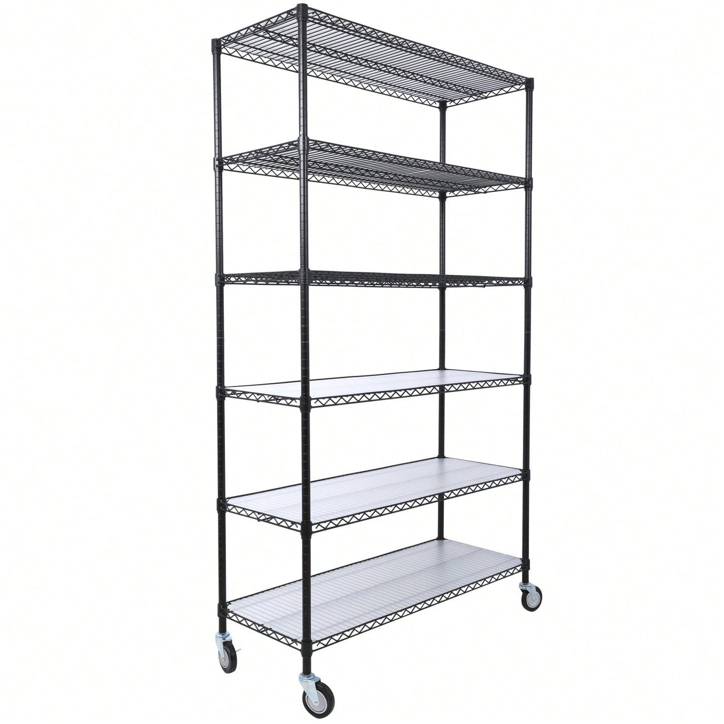 Heavy Duty 6-Tier 6000lbs Capacity NSF Metal Wire Shelving Unit with Wheels and Shelf Liners for Commercial Storage