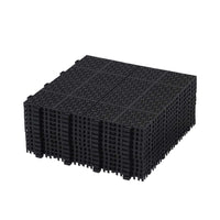 Black Interlocking Deck Tiles 12x12 Inch Waterproof Outdoor Anti-Slip High Weight Capacity Pack of 12 Rosette Pattern