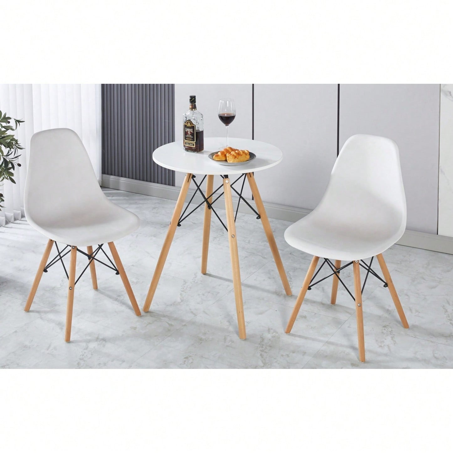 Modern And Stylish 3-Piece Dining Table Set With MDF Top And Metal Legs