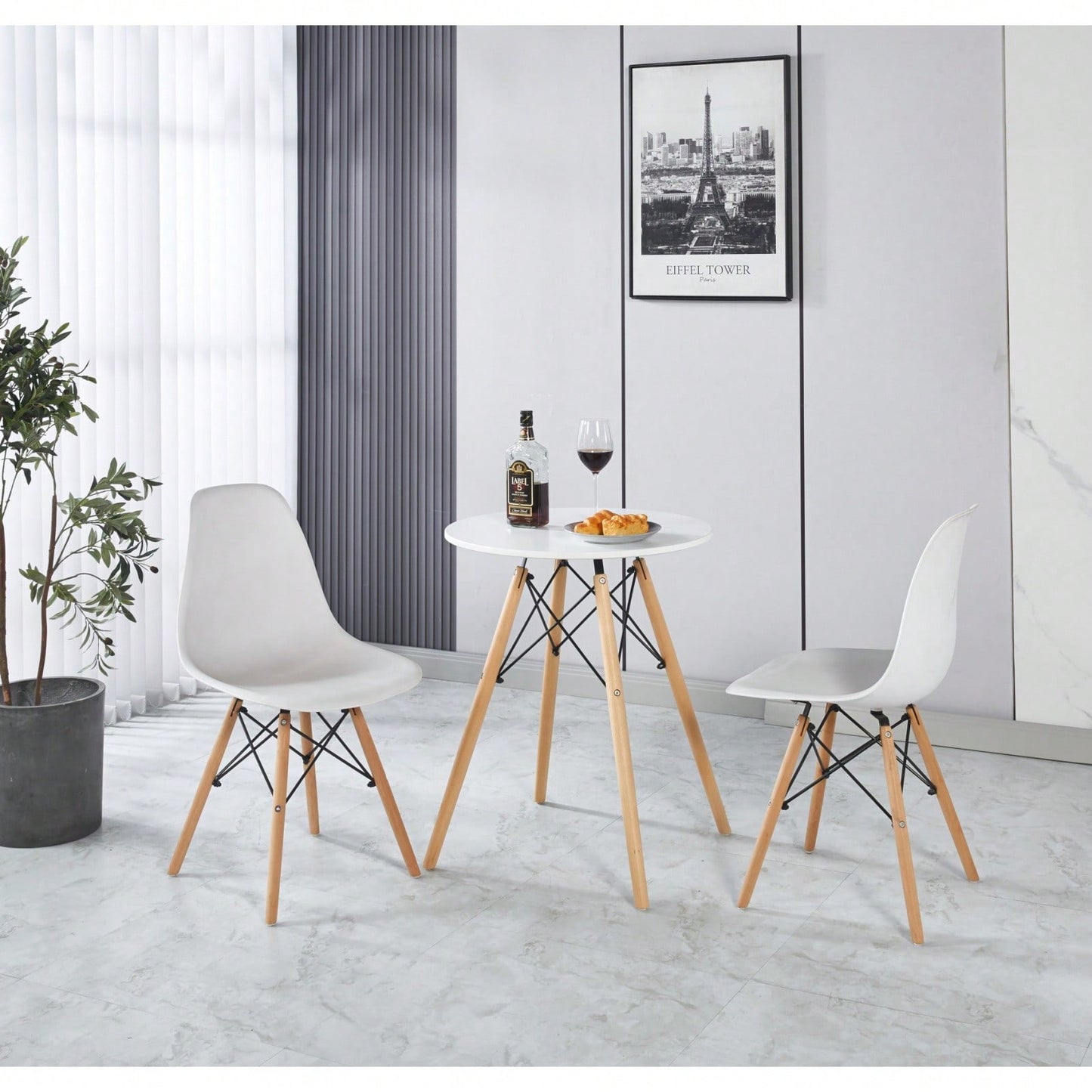 Modern And Stylish 3-Piece Dining Table Set With MDF Top And Metal Legs