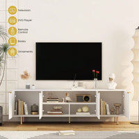 Fluted 68 Inch Modern TV Stand with Power Outlet and Storage for 55 Inch Plus TVs