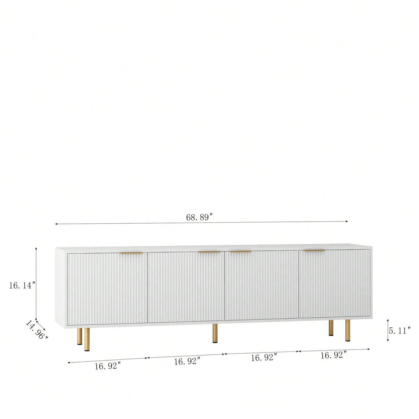 Fluted 68 Inch Modern TV Stand with Power Outlet and Storage for 55 Inch Plus TVs