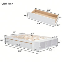 Full Size Bed With Storage Case, 2 Storage Drawers, Lengthwise Support Slat