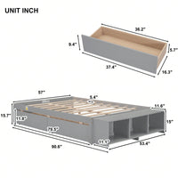 Full Size Bed With Storage Case, 2 Storage Drawers, Lengthwise Support Slat