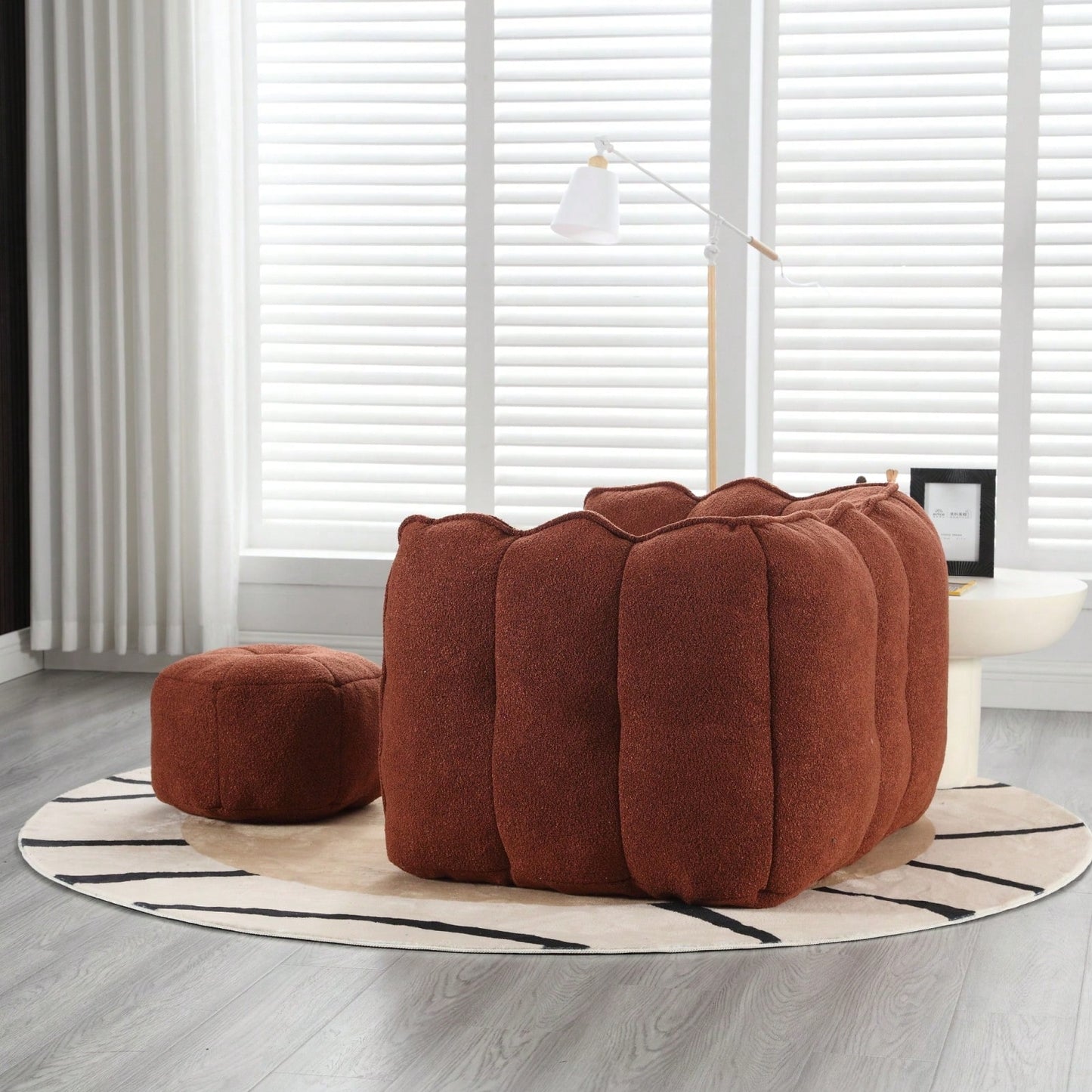 High-Quality Soft Foam Bean Bag Chair with Footstool for Gaming and Relaxation in Living Room and Bedroom