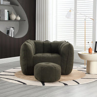 High-Quality Soft Foam Bean Bag Chair with Footstool for Gaming and Relaxation in Living Room and Bedroom