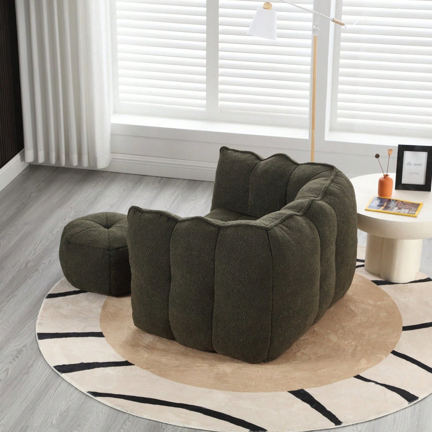 High-Quality Soft Foam Bean Bag Chair with Footstool for Gaming and Relaxation in Living Room and Bedroom