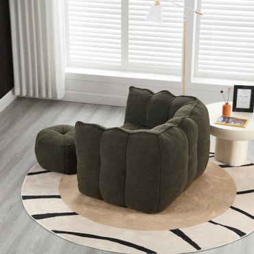 High-Quality Soft Foam Bean Bag Chair with Footstool for Gaming and Relaxation in Living Room and Bedroom