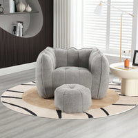 High-Quality Soft Foam Bean Bag Chair with Footstool for Gaming and Relaxation in Living Room and Bedroom