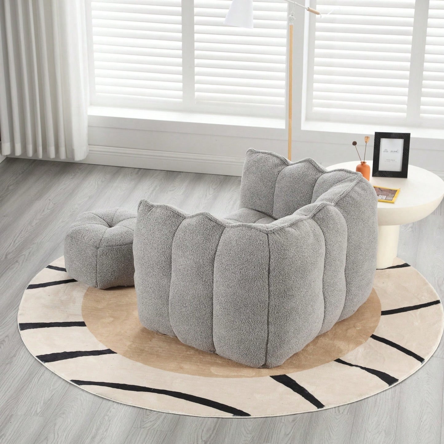 High-Quality Soft Foam Bean Bag Chair with Footstool for Gaming and Relaxation in Living Room and Bedroom