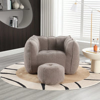 High-Quality Soft Foam Bean Bag Chair with Footstool for Gaming and Relaxation in Living Room and Bedroom