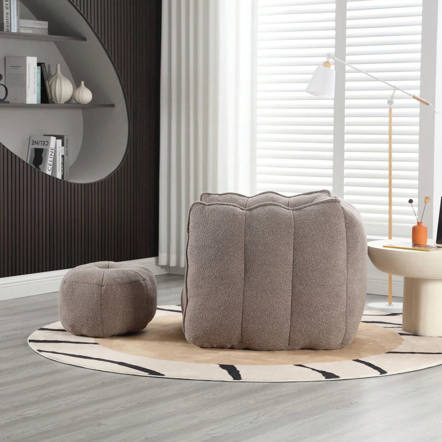 High-Quality Soft Foam Bean Bag Chair with Footstool for Gaming and Relaxation in Living Room and Bedroom