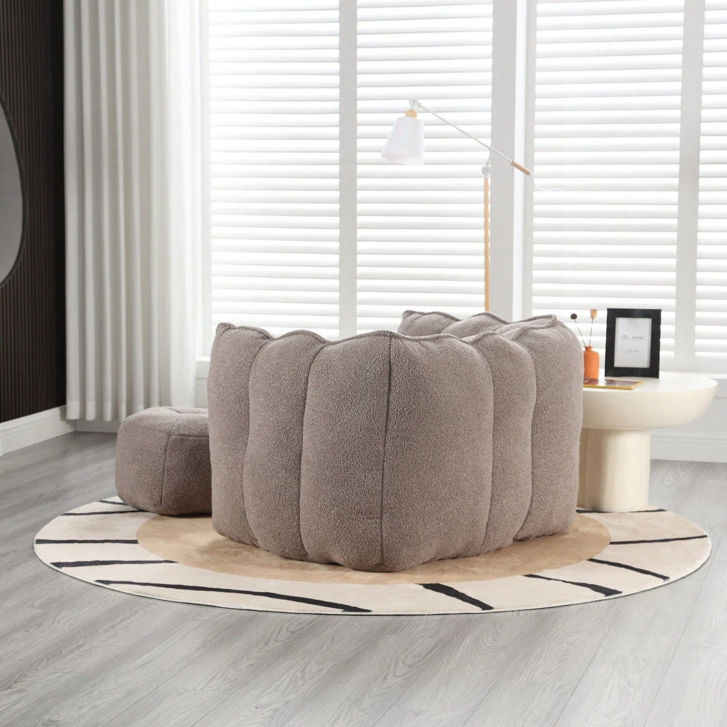 High-Quality Soft Foam Bean Bag Chair with Footstool for Gaming and Relaxation in Living Room and Bedroom