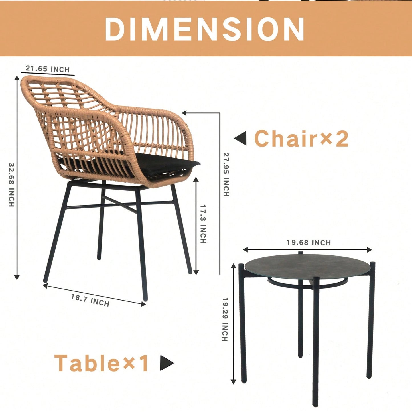 Luxury Outdoor Wicker Bistro Set Weather-Resistant Table and Chairs for Garden Terrace Backyard